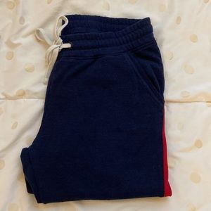 Navy Blue Cotton On Jogger Sweatpants with Red Stripe down Leg